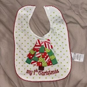 Baby's First Christmas Bib with Tree Design